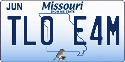 MO license plate TL0E4M