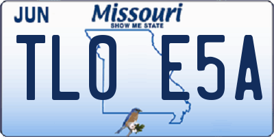 MO license plate TL0E5A