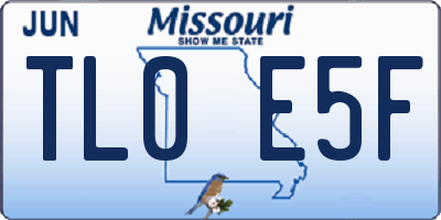 MO license plate TL0E5F