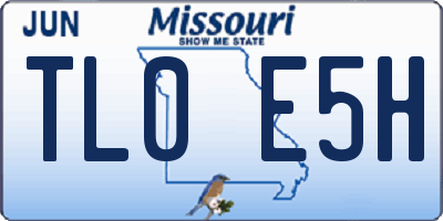 MO license plate TL0E5H