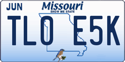 MO license plate TL0E5K