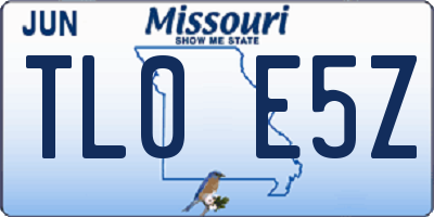 MO license plate TL0E5Z