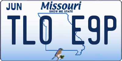 MO license plate TL0E9P