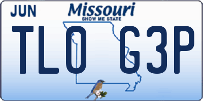 MO license plate TL0G3P