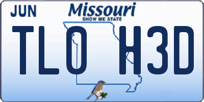 MO license plate TL0H3D