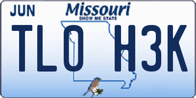 MO license plate TL0H3K
