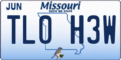 MO license plate TL0H3W