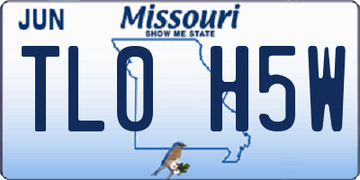MO license plate TL0H5W