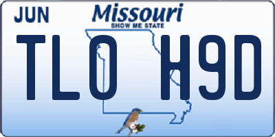 MO license plate TL0H9D