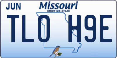 MO license plate TL0H9E