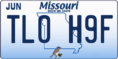 MO license plate TL0H9F