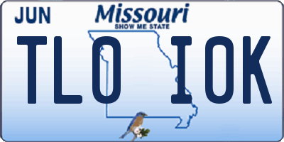 MO license plate TL0I0K