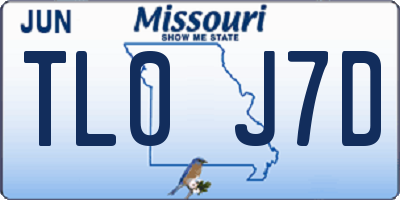MO license plate TL0J7D