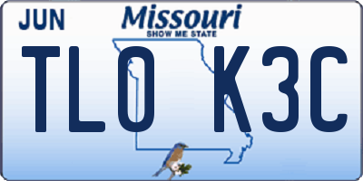 MO license plate TL0K3C