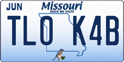 MO license plate TL0K4B