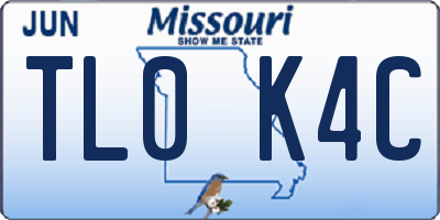 MO license plate TL0K4C
