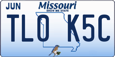 MO license plate TL0K5C