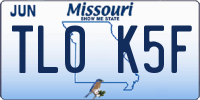 MO license plate TL0K5F