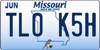 MO license plate TL0K5H