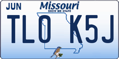 MO license plate TL0K5J