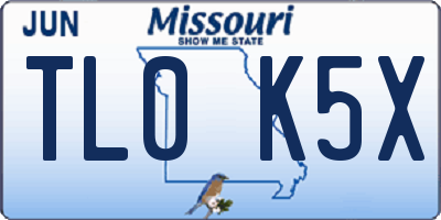 MO license plate TL0K5X