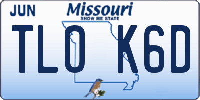 MO license plate TL0K6D