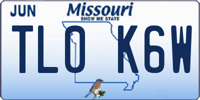 MO license plate TL0K6W