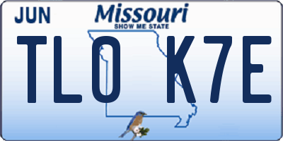MO license plate TL0K7E
