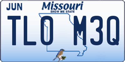 MO license plate TL0M3Q