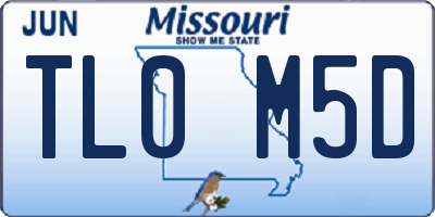 MO license plate TL0M5D