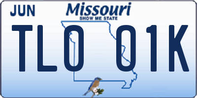 MO license plate TL0O1K