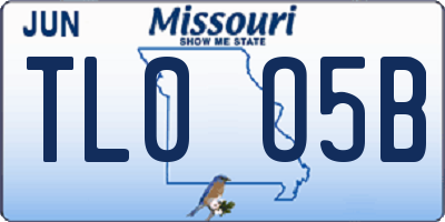 MO license plate TL0O5B