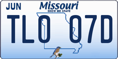 MO license plate TL0O7D