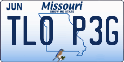 MO license plate TL0P3G