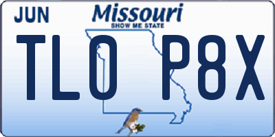 MO license plate TL0P8X