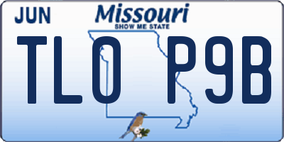MO license plate TL0P9B