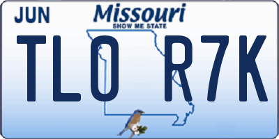 MO license plate TL0R7K