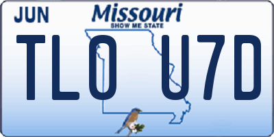 MO license plate TL0U7D