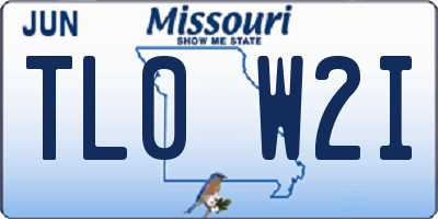 MO license plate TL0W2I