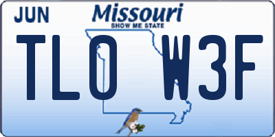 MO license plate TL0W3F