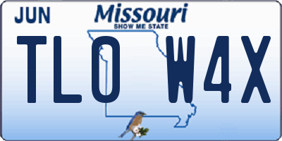 MO license plate TL0W4X