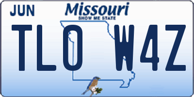 MO license plate TL0W4Z