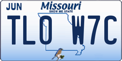 MO license plate TL0W7C