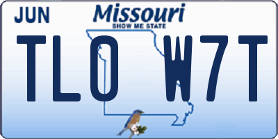MO license plate TL0W7T