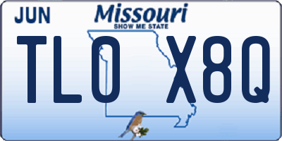 MO license plate TL0X8Q