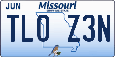 MO license plate TL0Z3N
