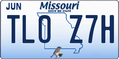 MO license plate TL0Z7H