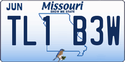MO license plate TL1B3W
