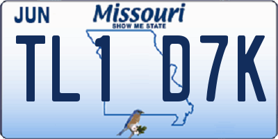 MO license plate TL1D7K