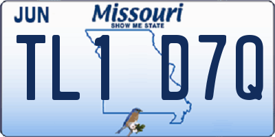 MO license plate TL1D7Q